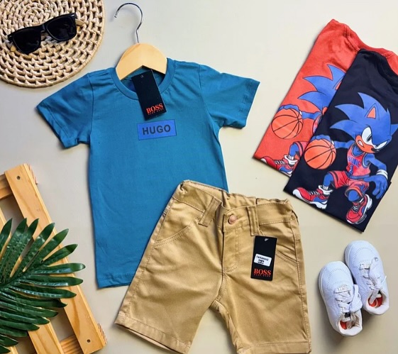 Conjunto masculino com e sem gola 